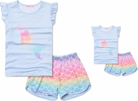 CHILDRENSTAR Matching Girls&Doll Pajama Sets Summer Pjs Flutter Sleeve Sleepwear