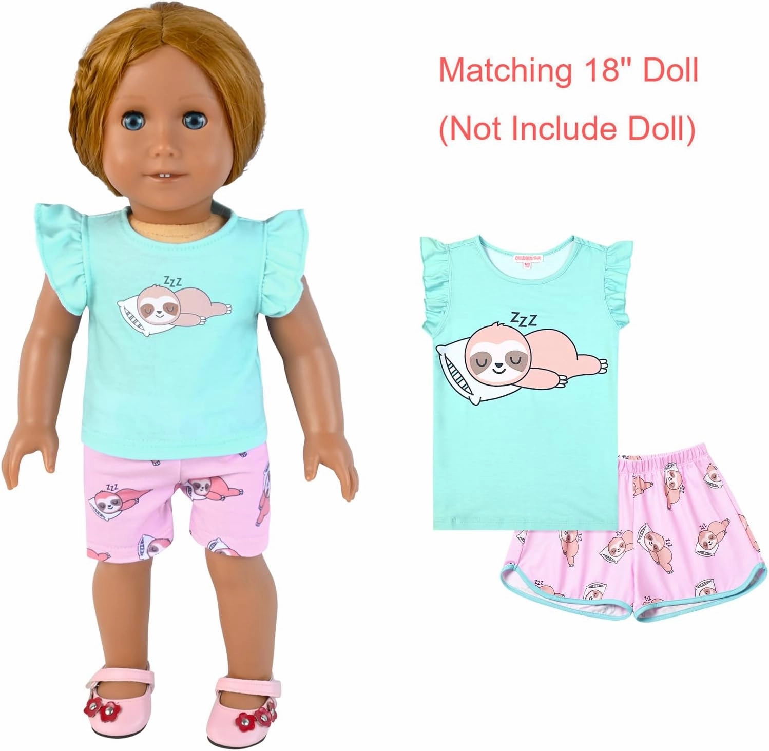 CHILDRENSTAR Matching Girls&Doll Pajama Sets Summer Pjs Flutter Sleeve Sleepwear