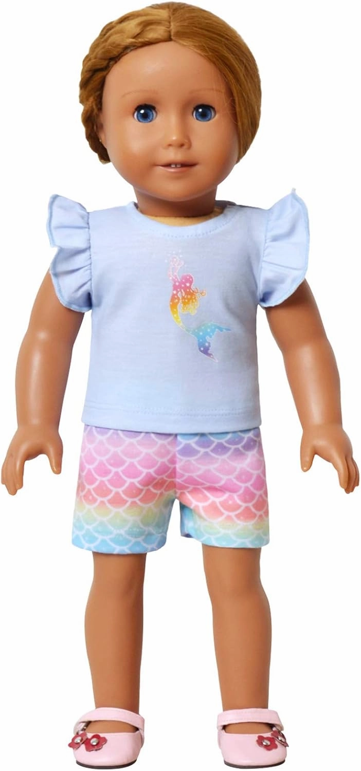 CHILDRENSTAR Matching Girls&Doll Pajama Sets Summer Pjs Flutter Sleeve Sleepwear