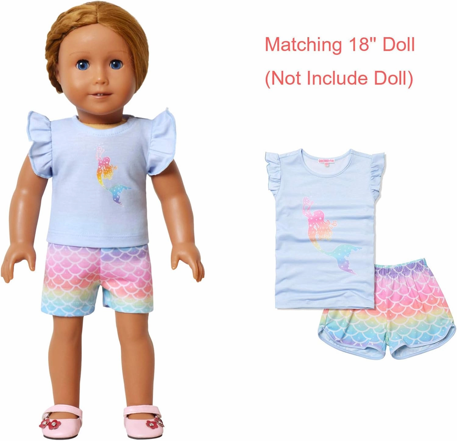 CHILDRENSTAR Matching Girls&Doll Pajama Sets Summer Pjs Flutter Sleeve Sleepwear