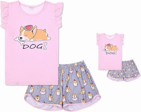 CHILDRENSTAR Matching Girls&Doll Pajama Sets Summer Pjs Flutter Sleeve Sleepwear