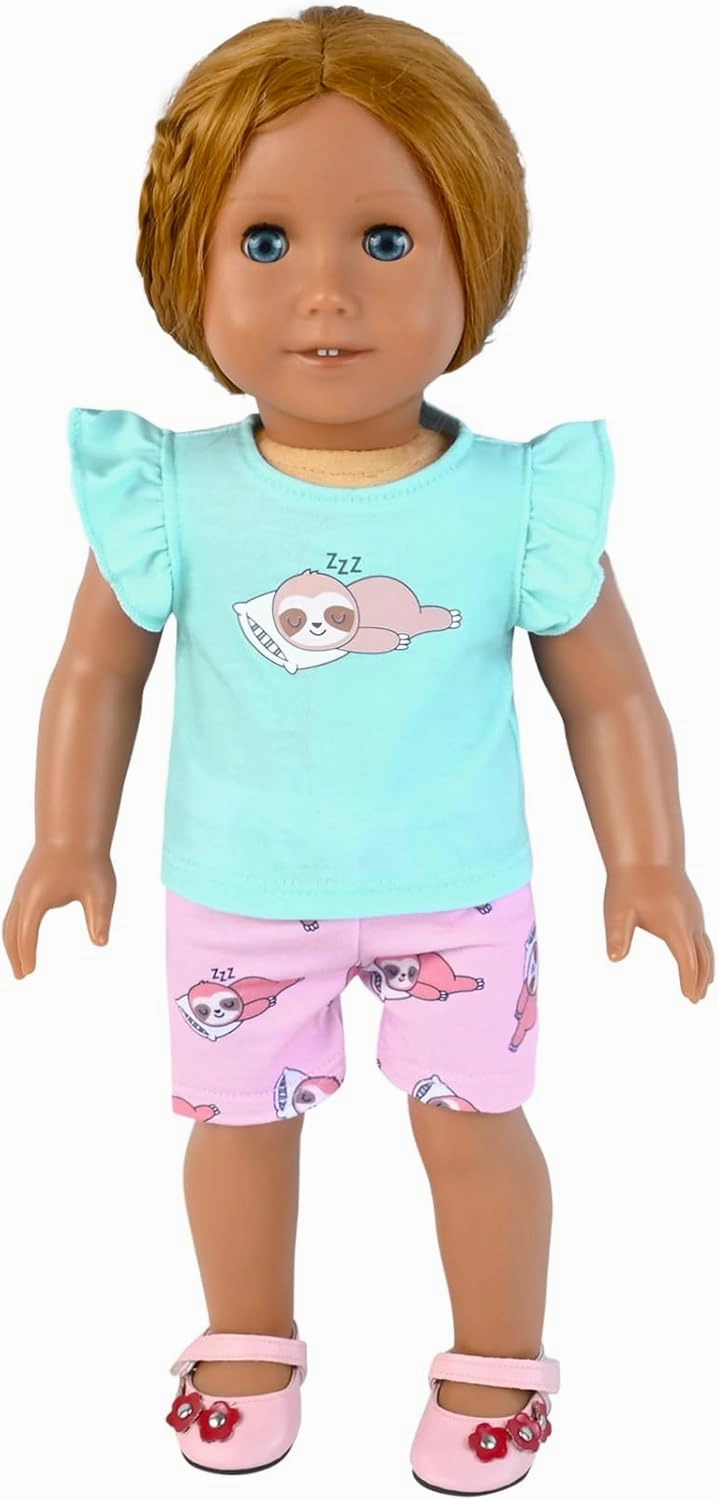 CHILDRENSTAR Matching Girls&Doll Pajama Sets Summer Pjs Flutter Sleeve Sleepwear
