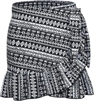ChinFun Women's Ruffle Sarongs Beach Wrap Cover Up Swimwear Bikini Bottoms High Waisted Tankini Swim Skirts Swimdress