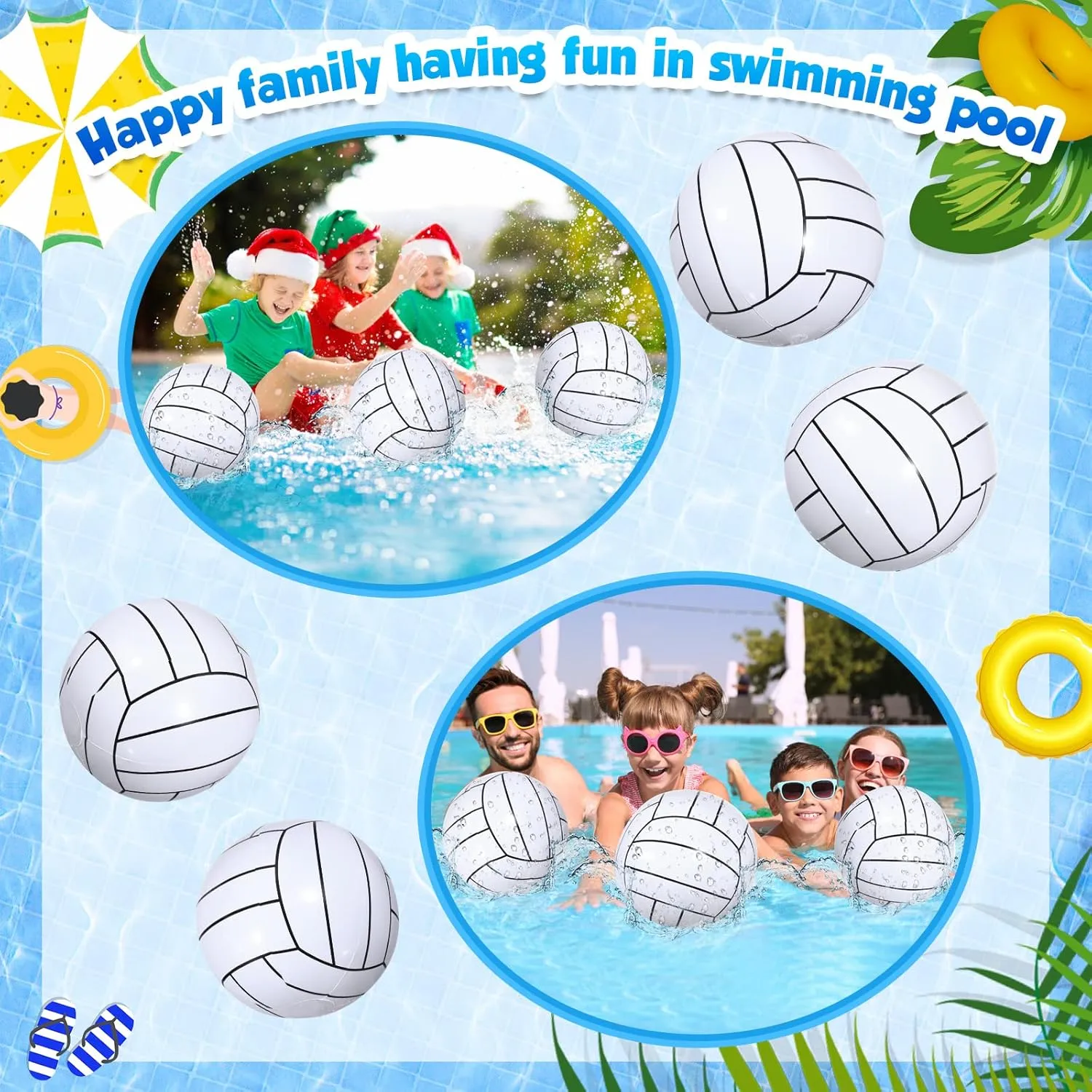 Chivao 24 Pieces Inflatable Ball Soccer Softball Volley Basketball Football 16 Inch Beach Balls Party Favors Summer Swimming Pool(Volleyball,16 Inch)