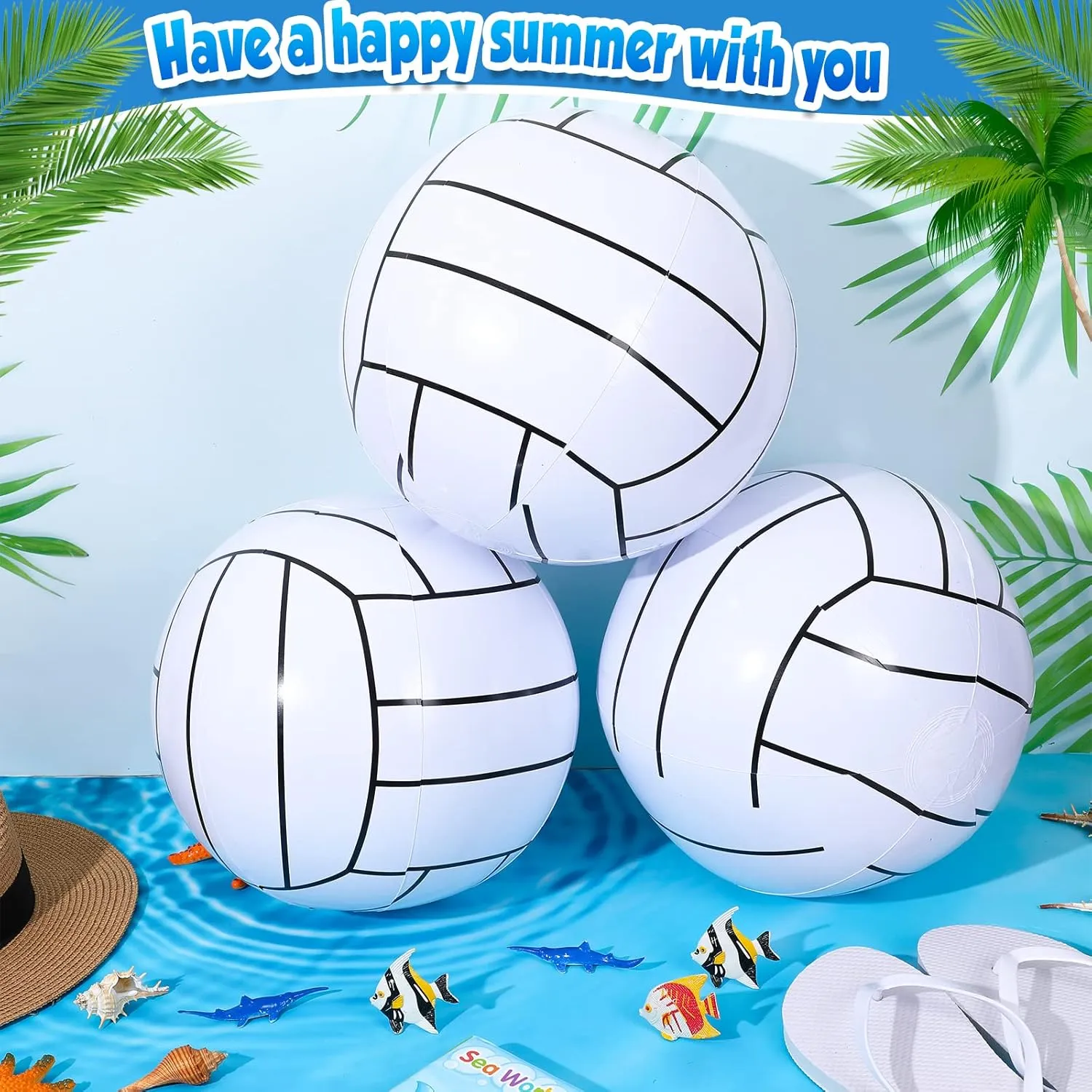 Chivao 24 Pieces Inflatable Ball Soccer Softball Volley Basketball Football 16 Inch Beach Balls Party Favors Summer Swimming Pool(Volleyball,16 Inch)