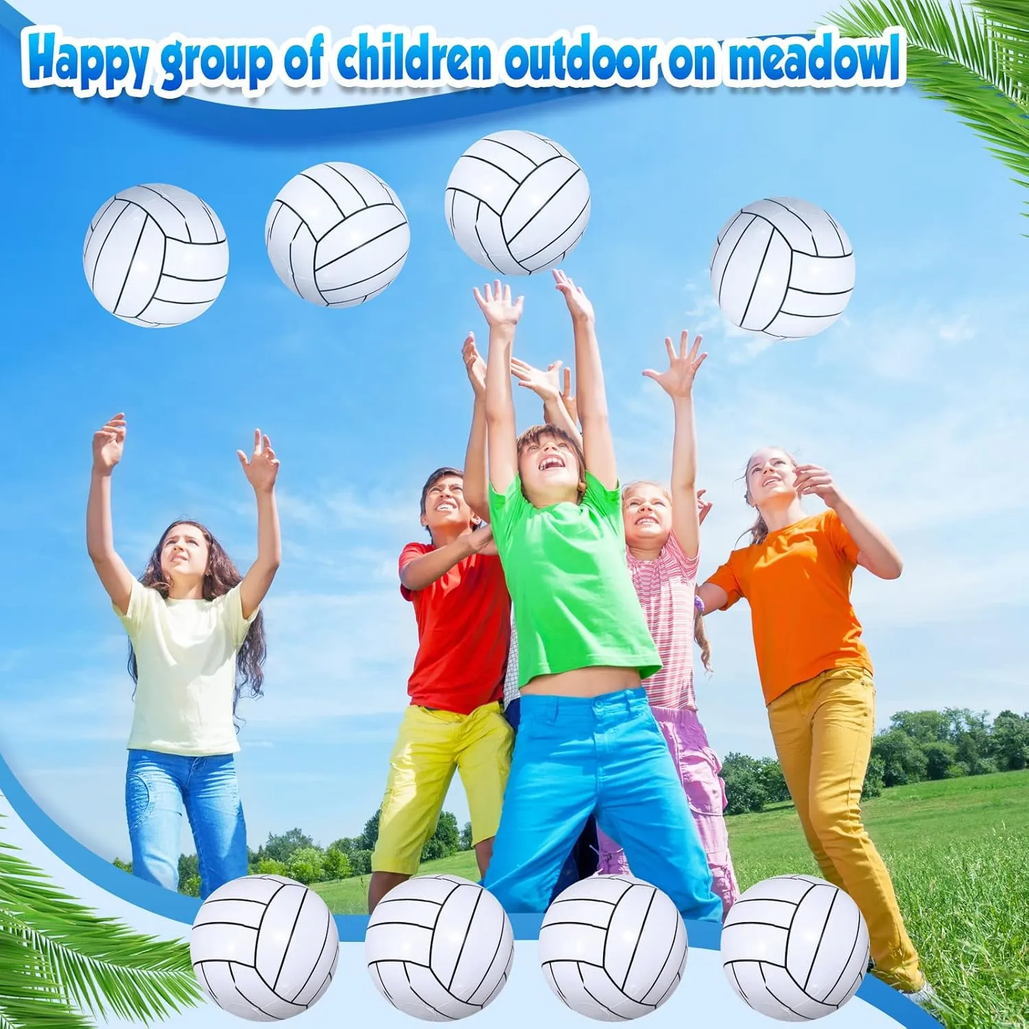 Chivao 24 Pieces Inflatable Ball Soccer Softball Volley Basketball Football 16 Inch Beach Balls Party Favors Summer Swimming Pool(Volleyball,16 Inch)