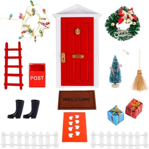 Christmas Fairy & Elf Door - Magic Miniature Dollhouse Accessories - Tiny Elf Kit & Fairy Tale Decoration - DIY Gift for Girls