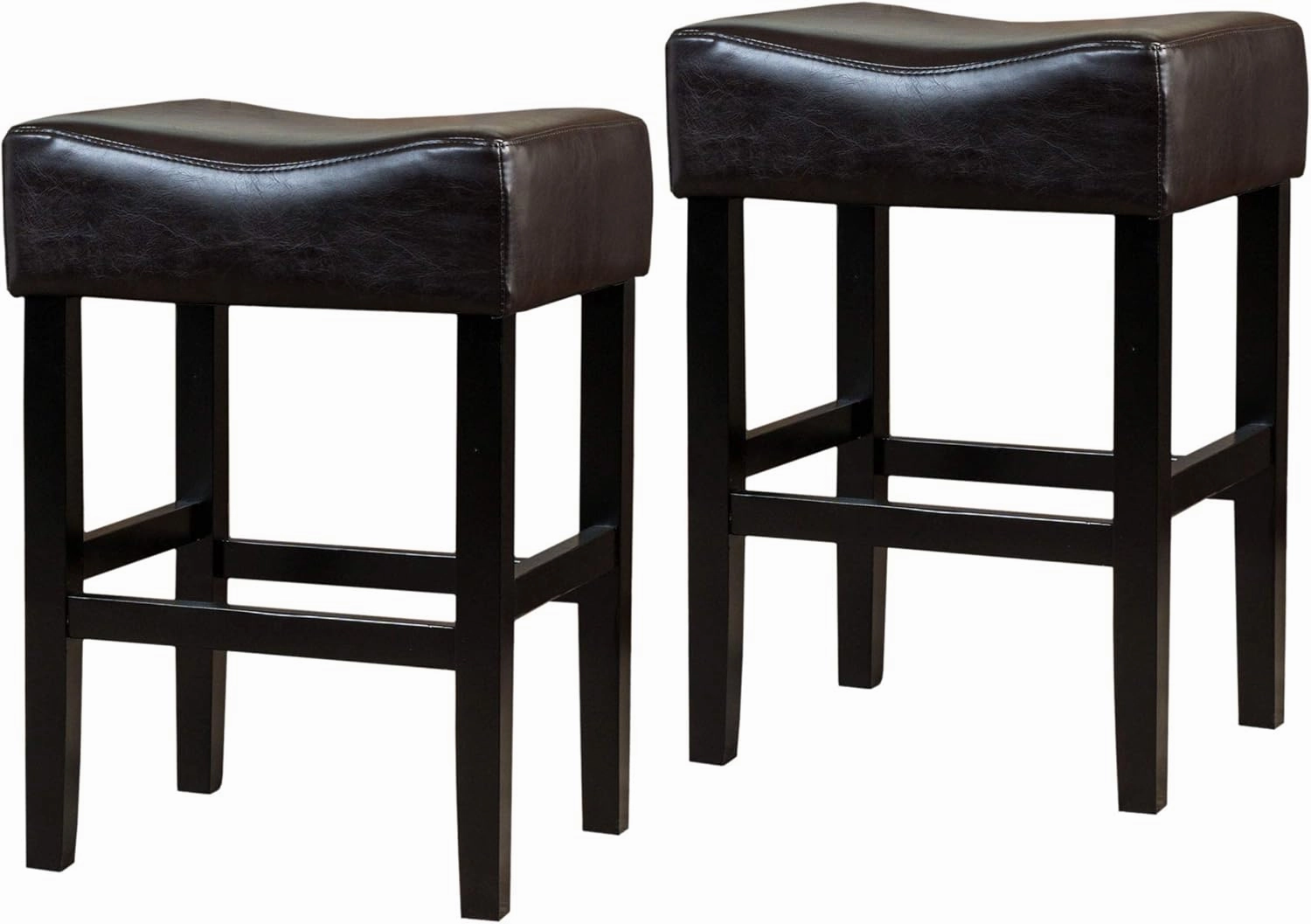 Christopher Knight Home Portman Leather Backless Counterstools, 2-Pcs Set, Brown