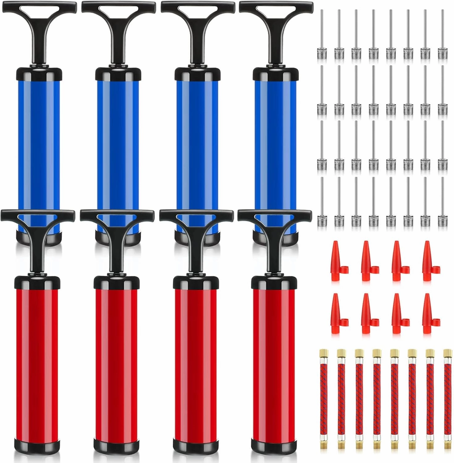 Chumia 8 Sets Ball Pumps Air Pump Bulk for Balls with Needle, Nozzle, Extension Hose Sports Ball Tool for Soccer Basketball Football Volleyball