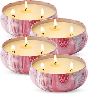 Citronella Candles Outdoor 4 Packs 3 Wicks, 13.5oz Large Natural Soy Wax