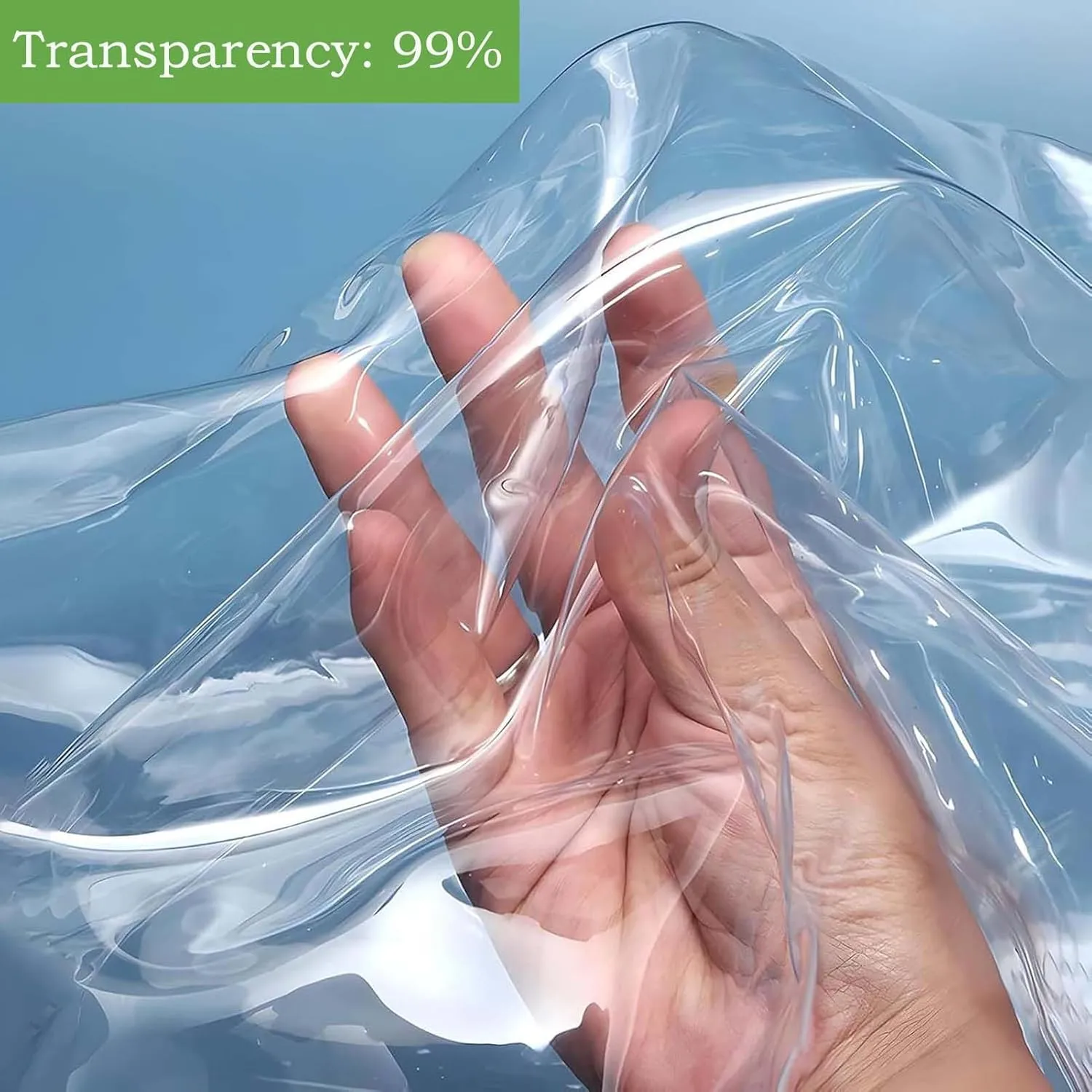 Clear Transparent PVC Heavy Duty Tarps 1.6x3.3ft, Outdoor Waterproof Clear Tarp with Grommets, Clear Tarps Windproof, Rainproof, for Greenhouse, Patio, Porches