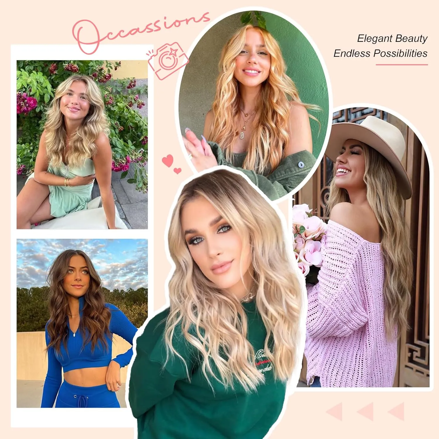 Clip in Hair Extensions - 12" Short Curly Wavy Blonde Hair Extensions, 4PCS Invisible Lace Weft Natural Soft Hairpieces for Women - Medium Golden Blonde