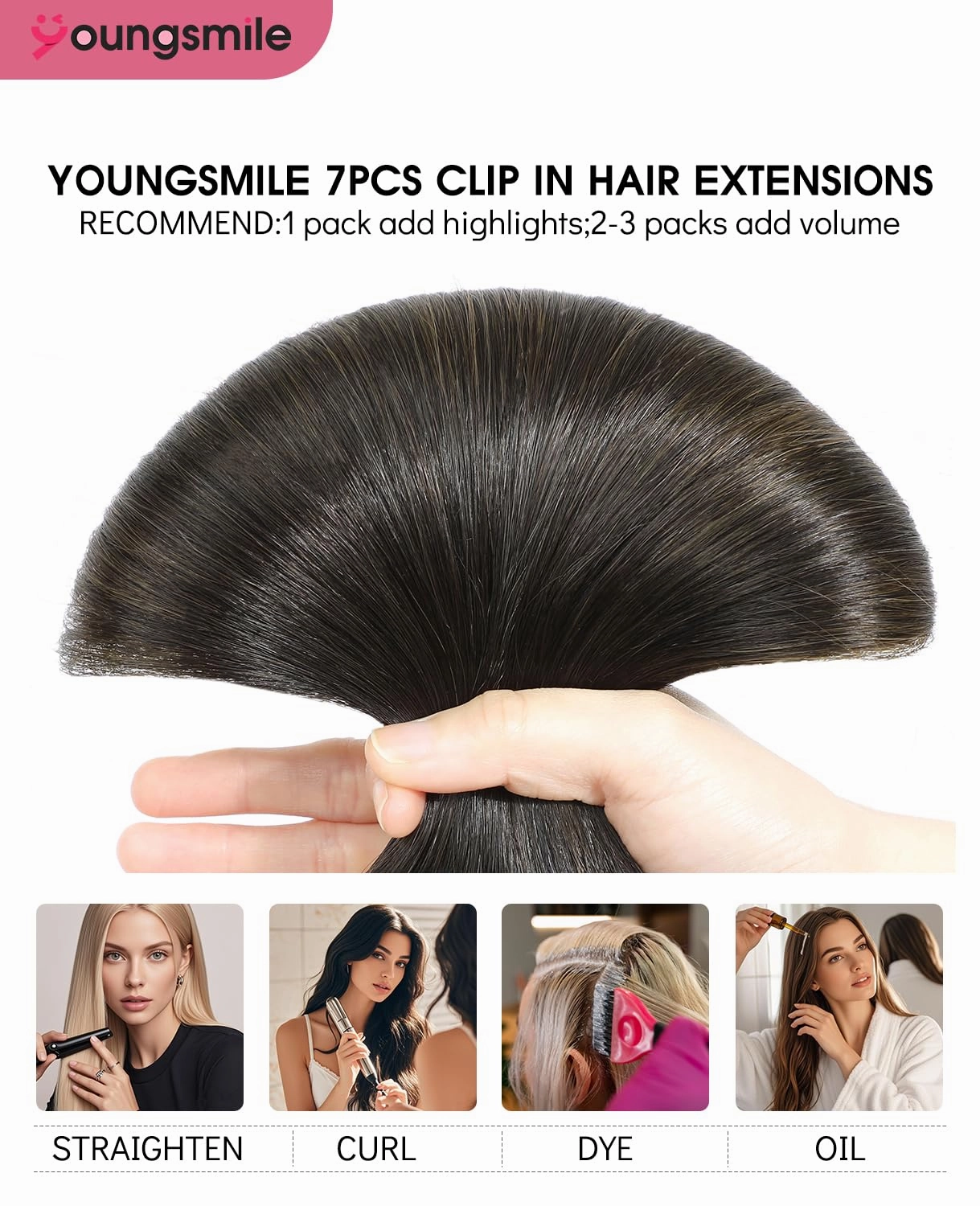 Clip in Hair Extensions Human Hair 18 Inch Balayage Black Ombre Dark Brown with Caramel Brown Clip in Remy Hair Extensions Easy to Install 160g 7 Pieces (7C#1B/4/27-18Inch)
