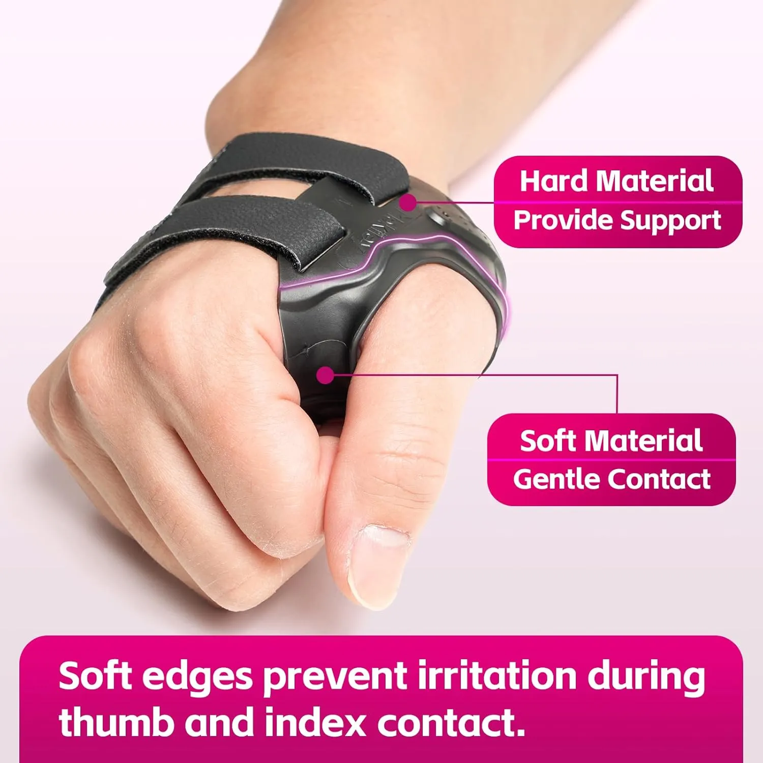 CMC Thumb Support Brace - with Firm Supportive Wrist Strap, Dual Density Thumb Brace Stabilizes CMC Joint, Pain Relief for Osteoarthritis for Women and Men (Black, Left Hand, Large)