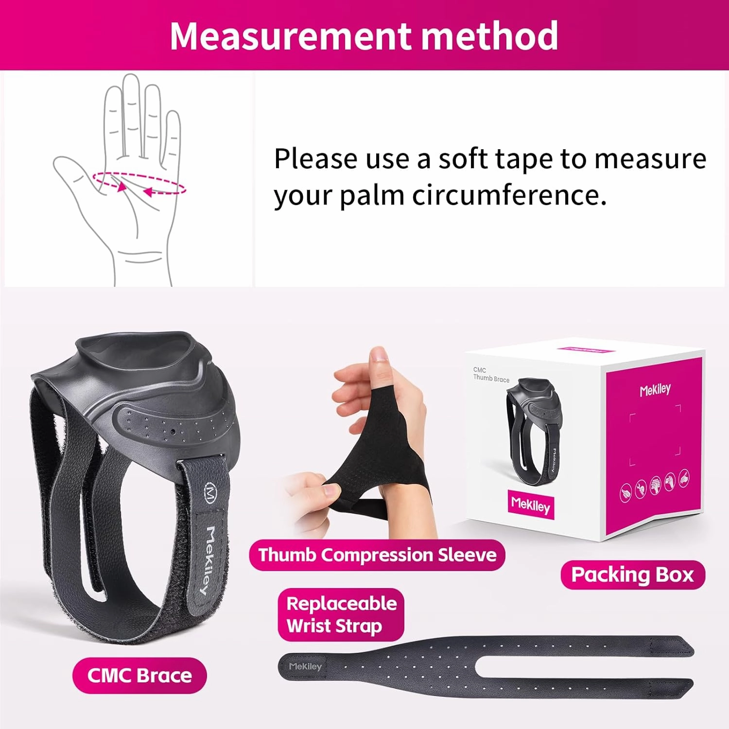CMC Thumb Support Brace - with Firm Supportive Wrist Strap, Dual Density Thumb Brace Stabilizes CMC Joint, Pain Relief for Osteoarthritis for Women and Men (Black, Right Hand, Large)