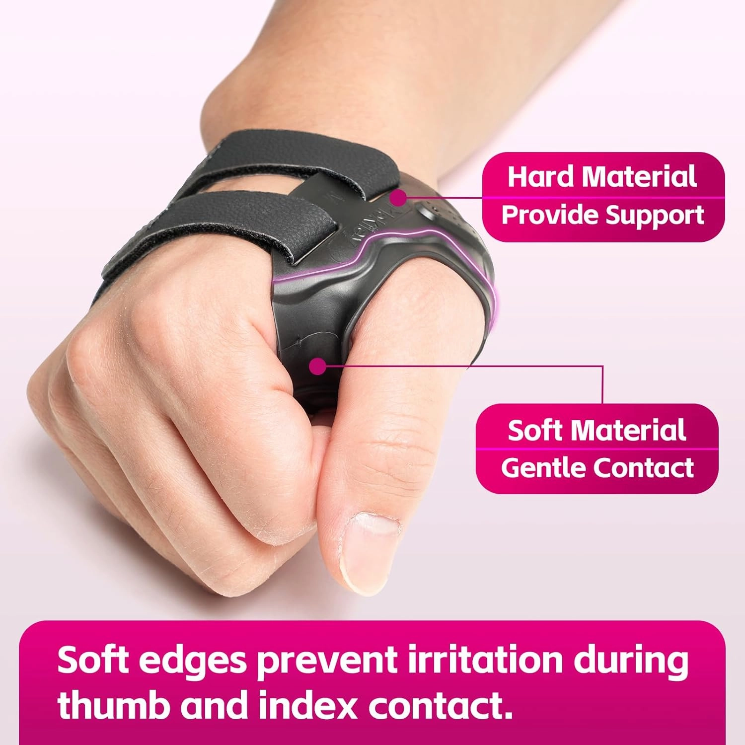 CMC Thumb Support Brace - with Firm Supportive Wrist Strap, Dual Density Thumb Brace Stabilizes CMC Joint, Pain Relief for Osteoarthritis for Women and Men (Black, Right Hand, Large)