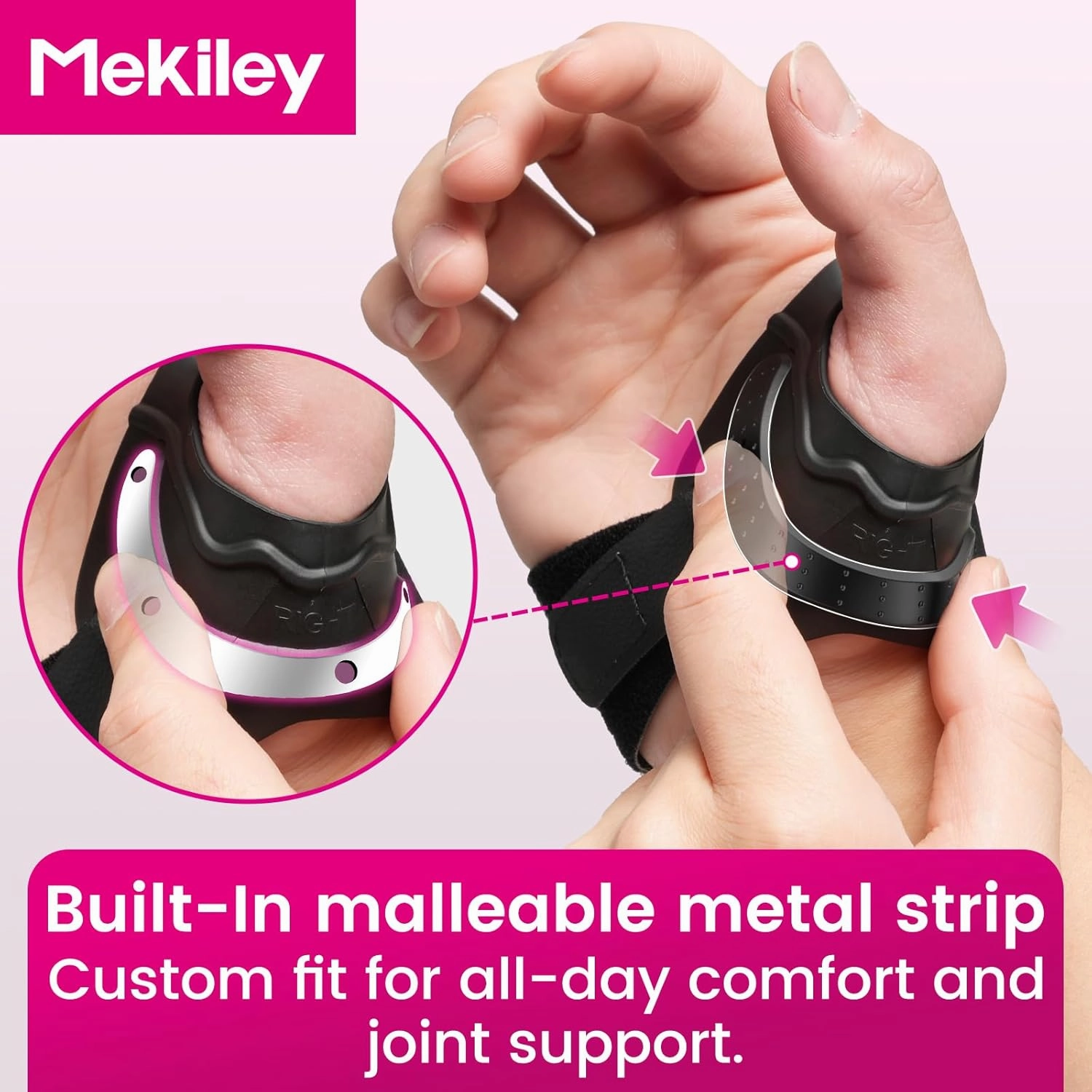 CMC Thumb Support Brace - with Firm Supportive Wrist Strap, Dual Density Thumb Brace Stabilizes CMC Joint, Pain Relief for Osteoarthritis for Women and Men (Black, Right Hand, Large)