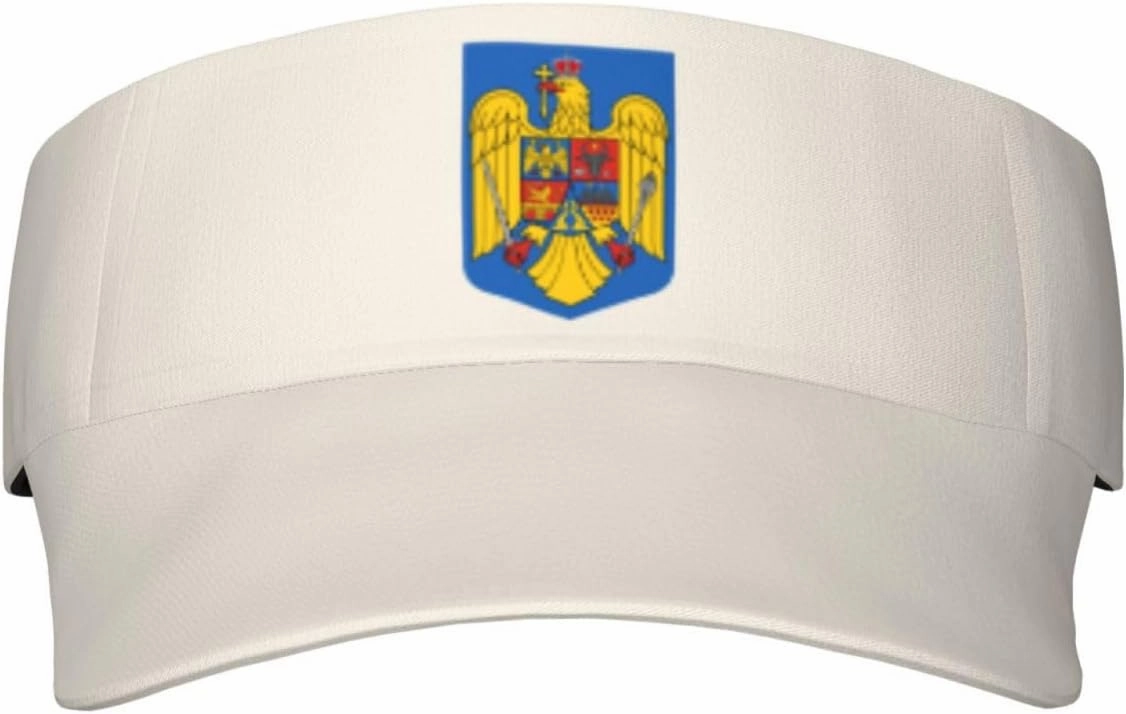 Coat of Arms of Romania Adult Sun Visor Cap - UV Protection, Breathable, Adjustable, Sports & Outdoor Hat Black