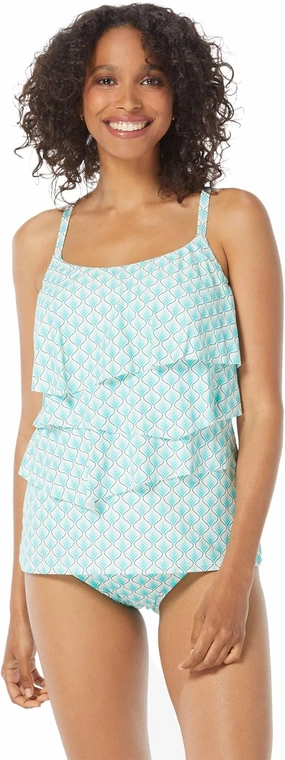 COCO REEF Aura Ruffle Bra Sized Underwire Tankini Top, Full Coverage Swimsuit Top