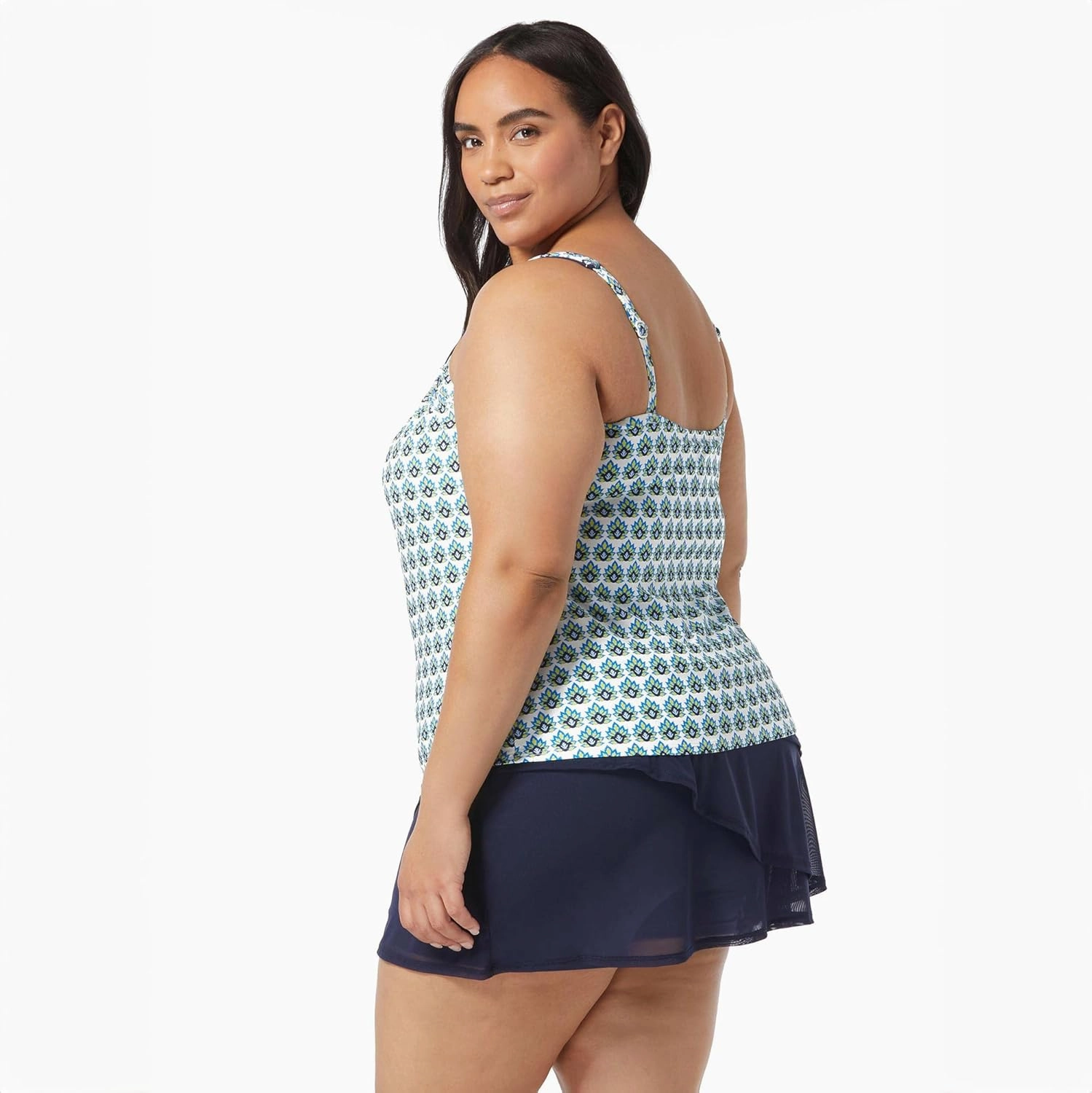 COCO REEF Ultra Fit Bra Sized Underwire Loose Fit A-Line Tankini Swimsuit, Full Coverage Swimwear Top