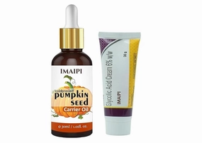 Cold Pressed Pumpkin Seed Oil 30ml and Glycolic Acid Cream 30ml Set, 100% Natural