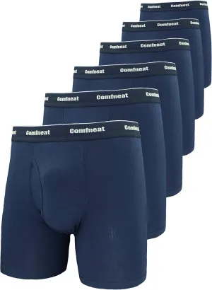 Comfneat Men's 6-Pack Boxer Briefs Soft Breathable Underwear S-XXL Open Fly