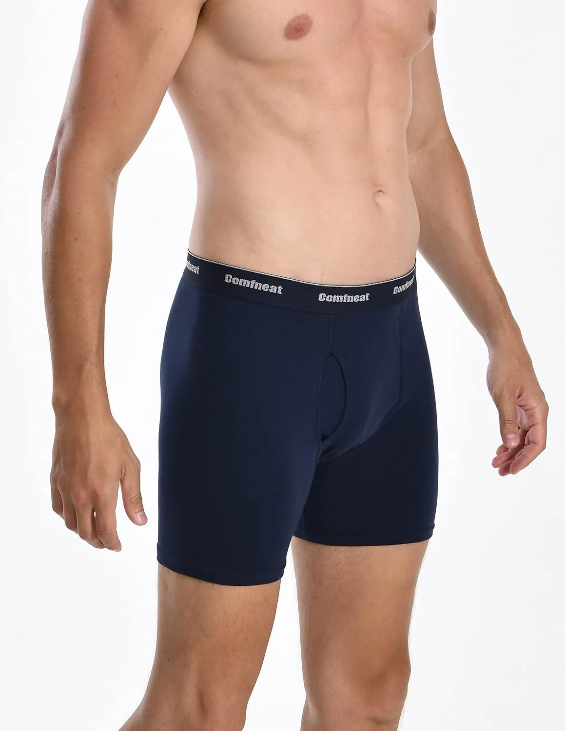 Comfneat Men's 6-Pack Boxer Briefs Soft Breathable Underwear S-XXL Open Fly