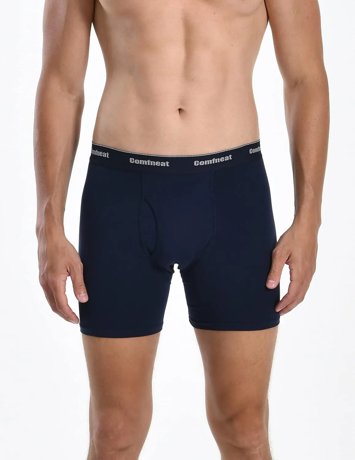 Comfneat Men's 6-Pack Boxer Briefs Soft Breathable Underwear S-XXL Open Fly
