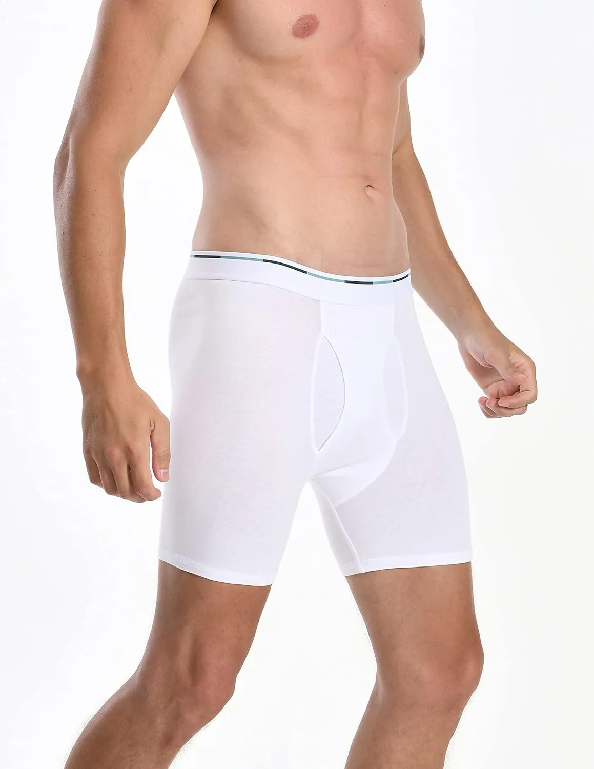 Comfneat Men's 6-Pack Boxer Briefs Soft Breathable Underwear S-XXL Open Fly