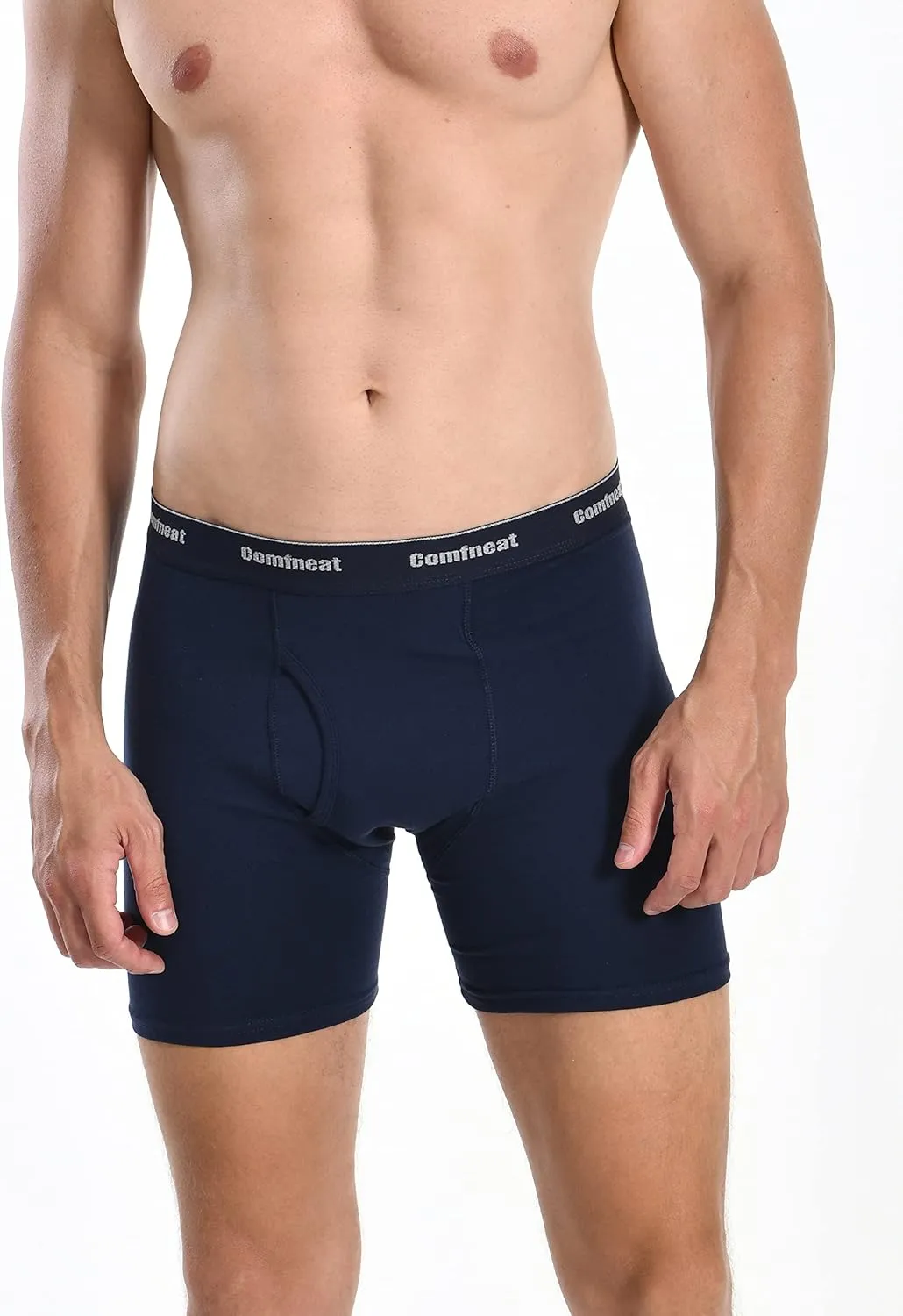 Comfneat Men's 6-Pack Boxer Briefs Soft Breathable Underwear S-XXL Open Fly