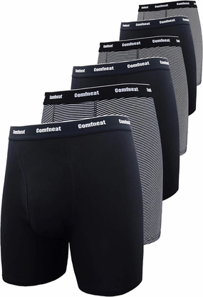 Comfneat Men's 6-Pack Boxer Briefs Soft Breathable Underwear S-XXL Open Fly