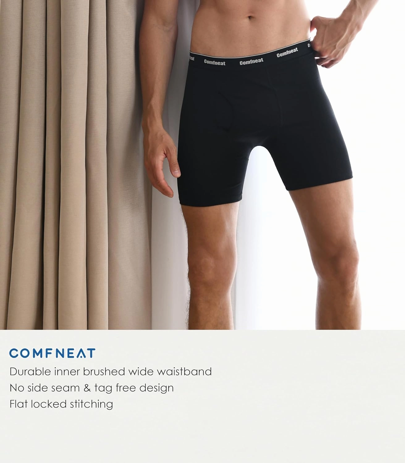 Comfneat Men's 6-Pack Boxer Briefs Soft Breathable Underwear S-XXL Open Fly