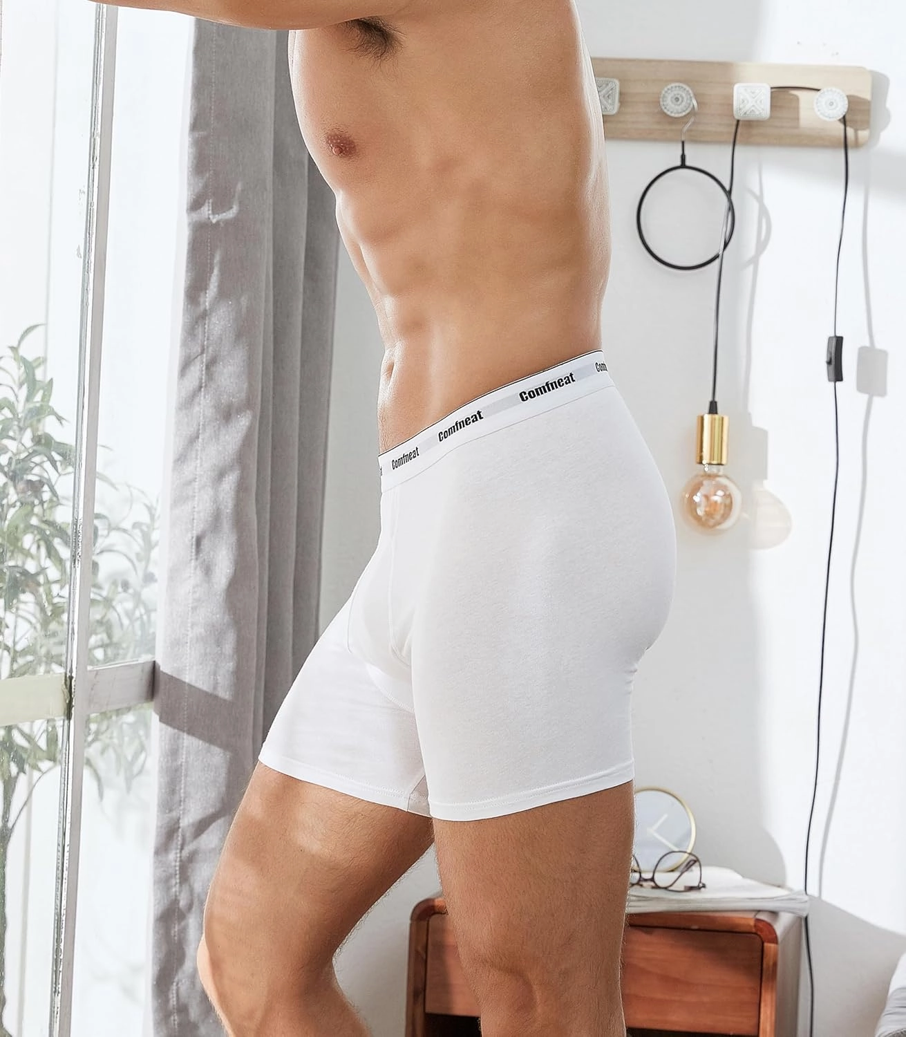 Comfneat Men's 6-Pack Boxer Briefs Soft Breathable Underwear S-XXL Open Fly