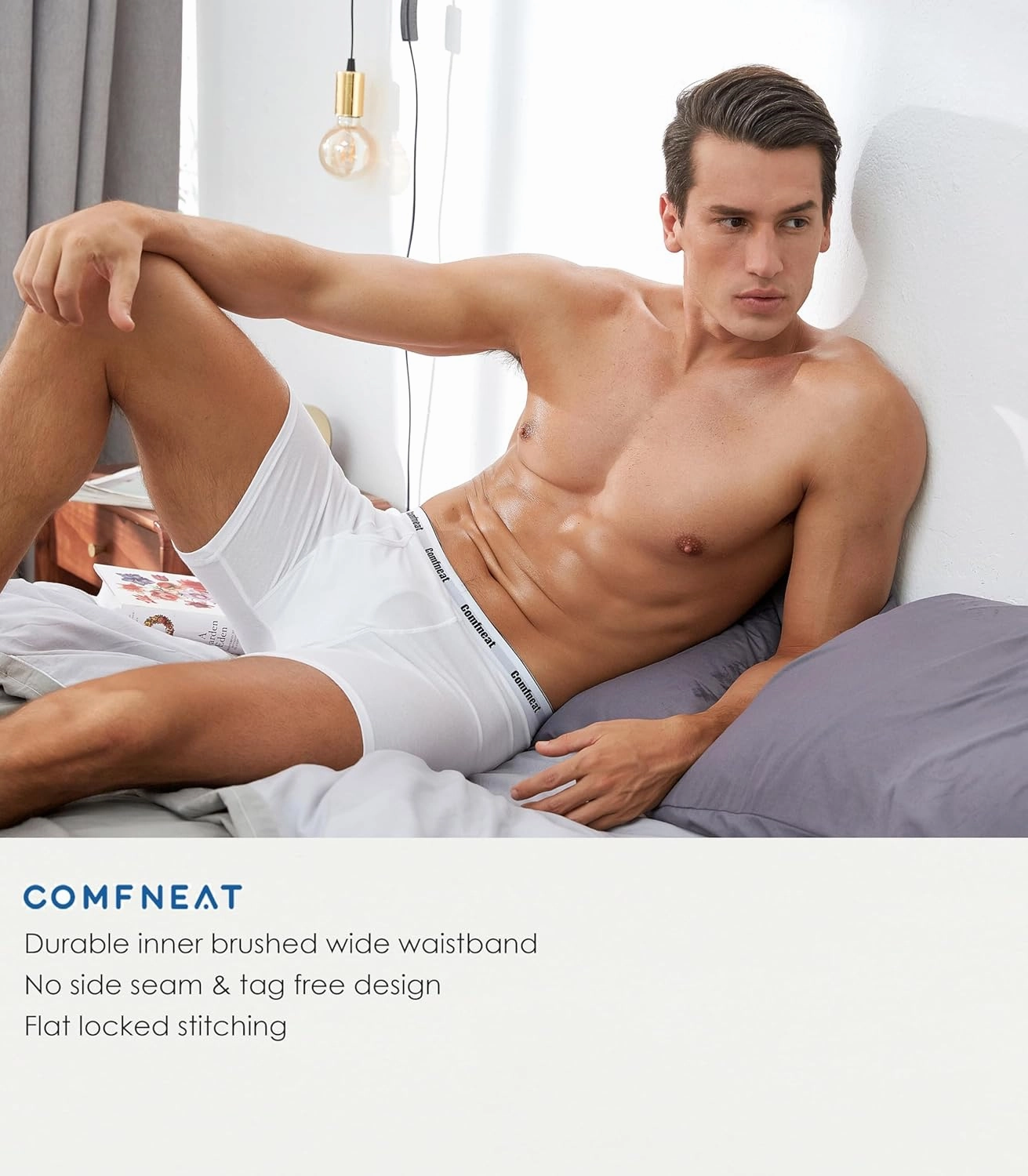 Comfneat Men's 6-Pack Boxer Briefs Soft Breathable Underwear S-XXL Open Fly