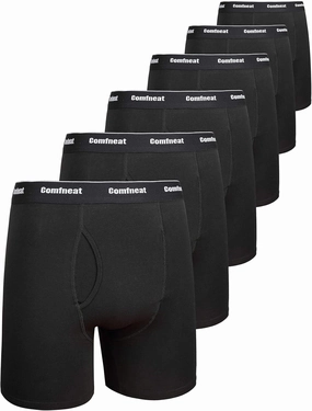 Comfneat Men's 6-Pack Boxer Briefs Soft Breathable Underwear S-XXL Open Fly