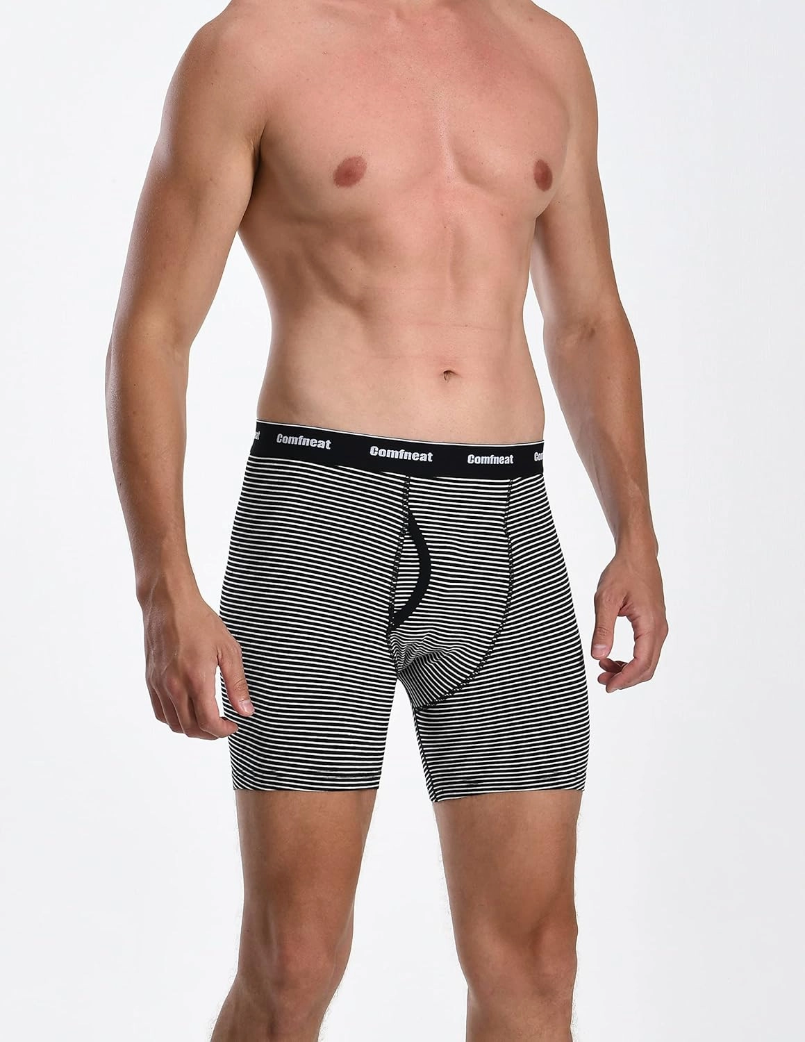 Comfneat Men's 6-Pack Boxer Briefs Soft Breathable Underwear S-XXL Open Fly