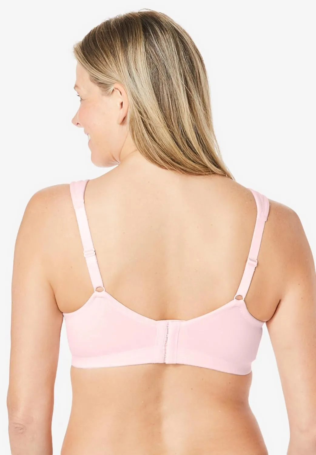 Comfort Choice Women's Plus Size Cotton Wireless Lightly Padded T-Shirt Bra