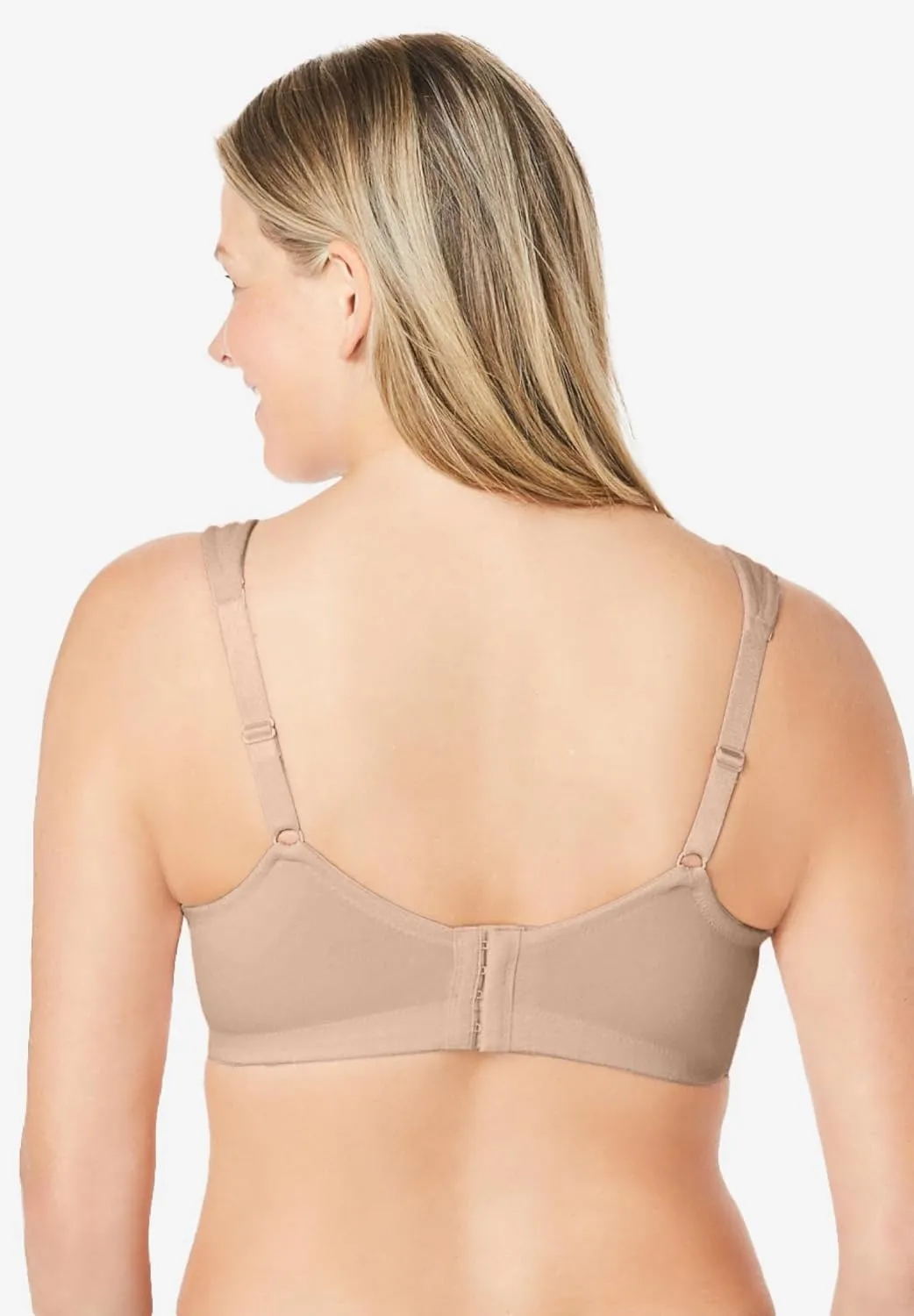 Comfort Choice Women's Plus Size Cotton Wireless Lightly Padded T-Shirt Bra