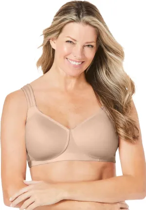 Comfort Choice Women's Plus Size Cotton Wireless Lightly Padded T-Shirt Bra