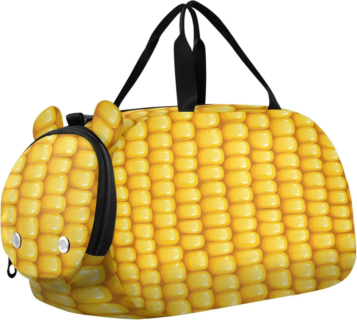 Corncob Corn Sports Duffle Bag for Girls Boys, Gym Bag with Shoe Compartment, Kids Travel Overnight Weekender Shoulder Bag