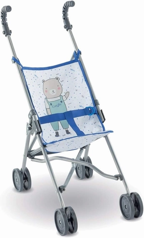 Corolle Umbrella Baby Doll Stroller - for Mon Grand Poupon 14" and 17" Large Dolls, Folding with 2 Locking Points for Safety, Blue