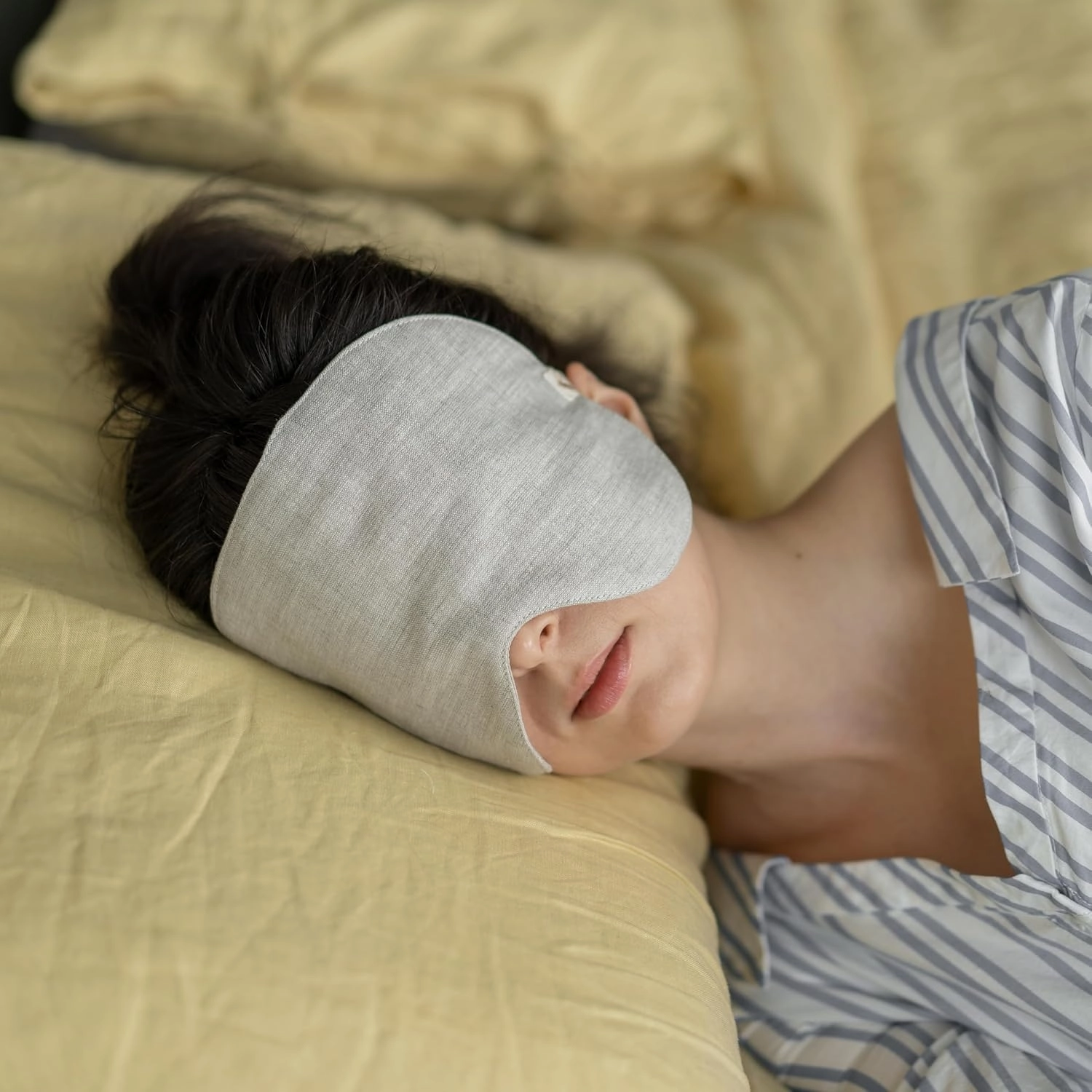 Cotton Eye Sleep Mask Oversized for sleeping • Organic Oeko-Tex Standard • Blackout Eye Shade cover with adjustable strap • Breathable Blindfold Travel Meditation Essentials • Gift ideas for Woman Man (Lilac waffle)
