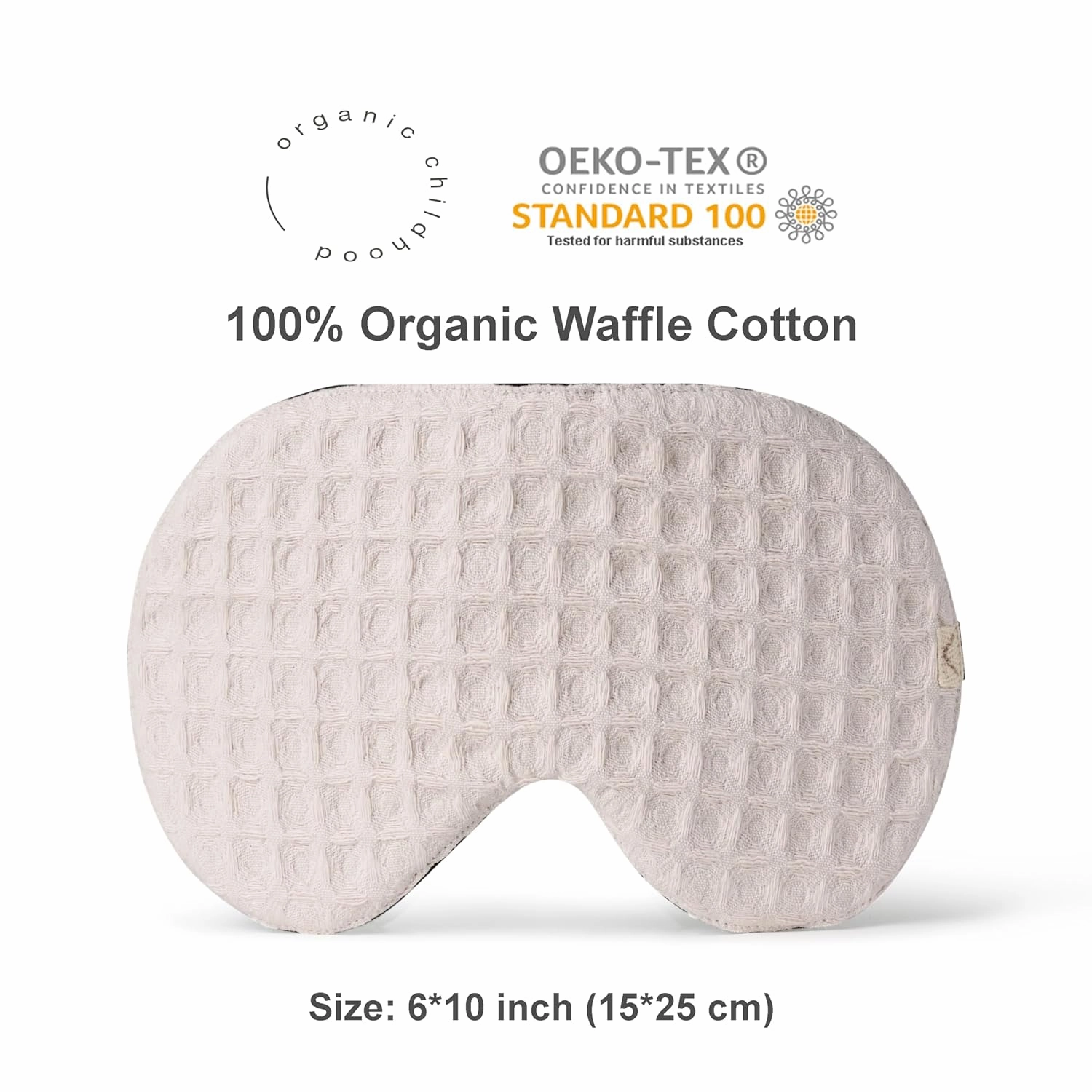 Cotton Eye Sleep Mask Oversized for sleeping • Organic Oeko-Tex Standard • Blackout Eye Shade cover with adjustable strap • Breathable Blindfold Travel Meditation Essentials • Gift ideas for Woman Man (Lilac waffle)