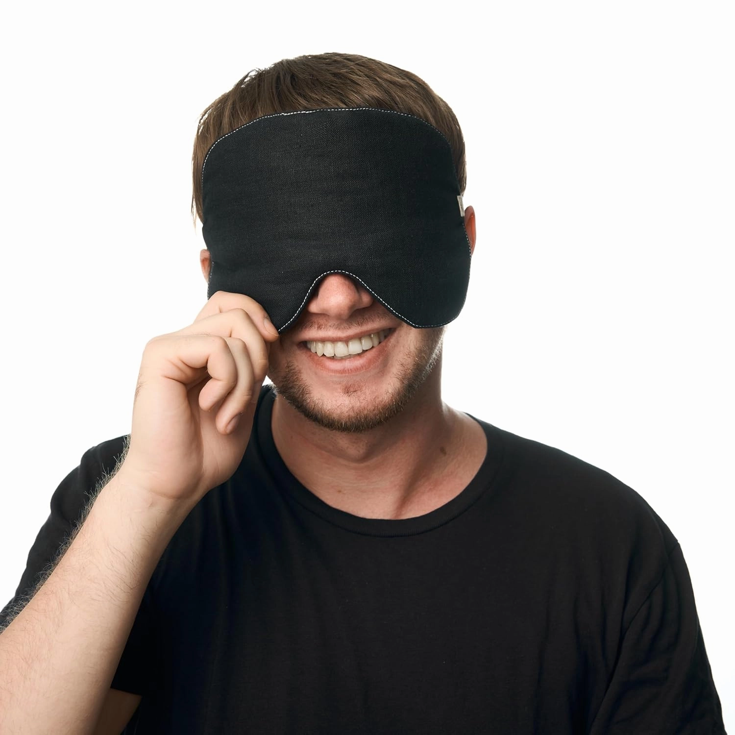 Cotton Eye Sleep Mask Oversized for sleeping • Organic Oeko-Tex Standard • Blackout Eye Shade cover with adjustable strap • Breathable Blindfold Travel Meditation Essentials • Gift ideas for Woman Man (Lilac waffle)