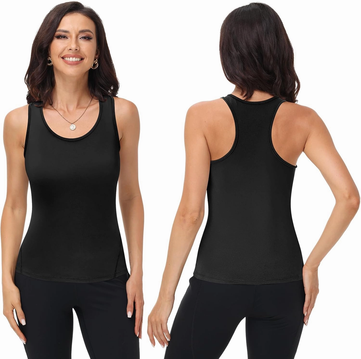 Coume 4 Pack Women's Compression Tank Tops Workout Racerback Tops Basic Sleeveless Athletic Yoga Shirts Dry Fit