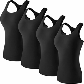 Coume 4 Pack Women's Compression Tank Tops Workout Racerback Tops Basic Sleeveless Athletic Yoga Shirts Dry Fit