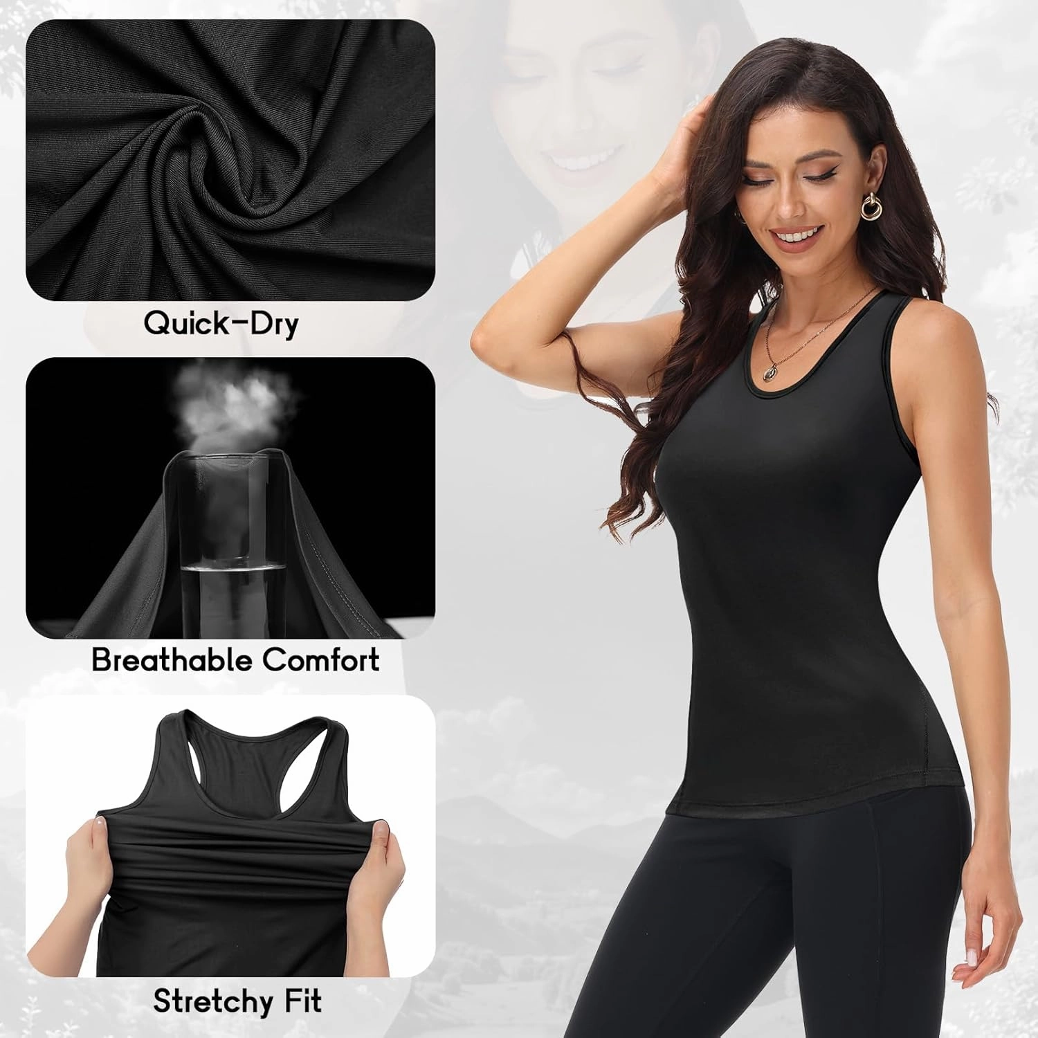 Coume 4 Pack Women's Compression Tank Tops Workout Racerback Tops Basic Sleeveless Athletic Yoga Shirts Dry Fit