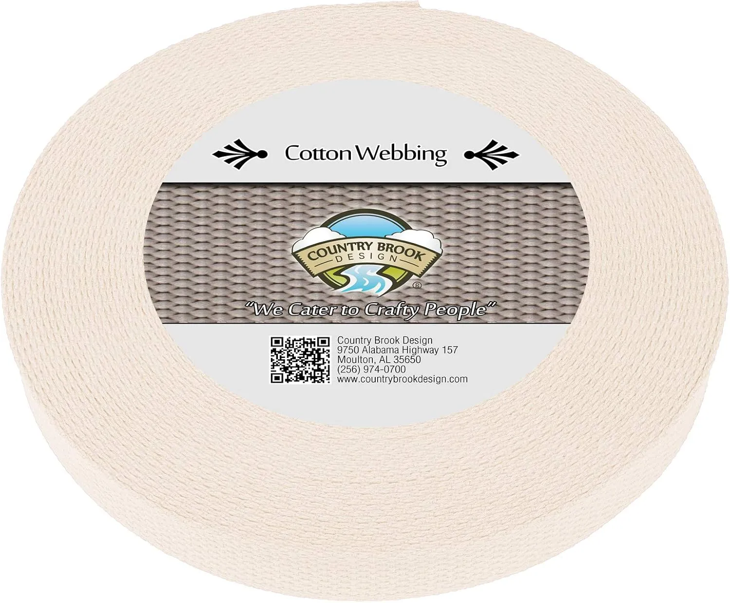 Country Brook Design - 1" Cotton Webbing Strap - Lightweight, Organic and Gentle with Skin Cotton Strapping - 25 Yards, Natural