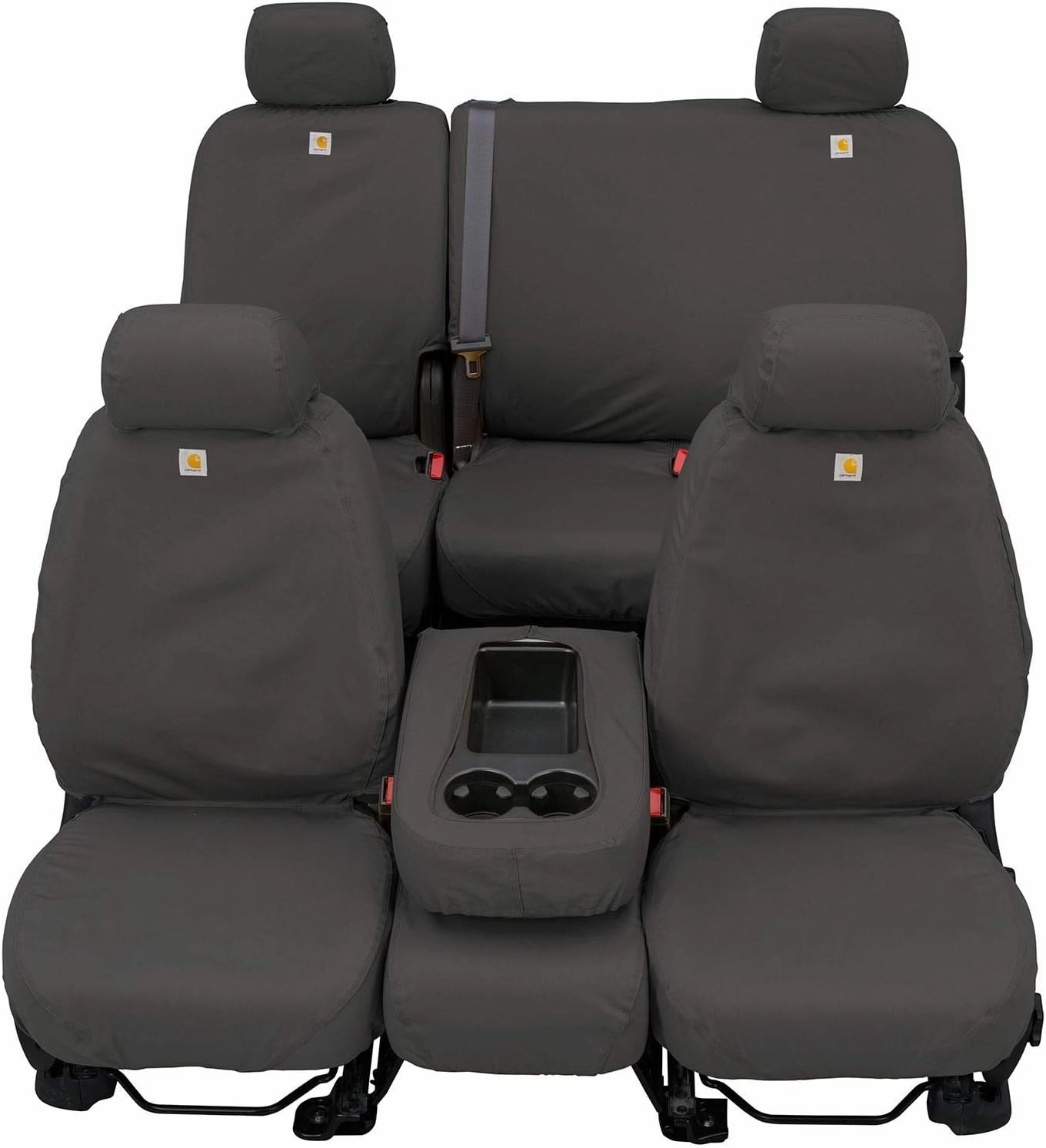 Covercraft Carhartt SeatSaver Custom Seat Covers | Fits 2017-2018 Ford F-250/F-350/F-450/F-550 | 1st Row 40/20/40 Bench Seat, Duck Weave Gravel