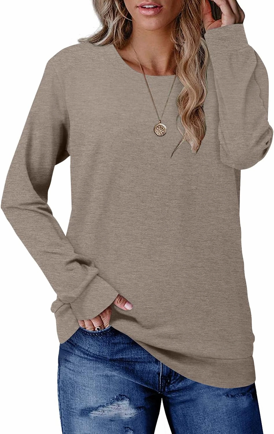 CRAZY GRID Womens Trendy Long Sleeve Shirts Casual Loose Soft Sweatshirt Fall Tops
